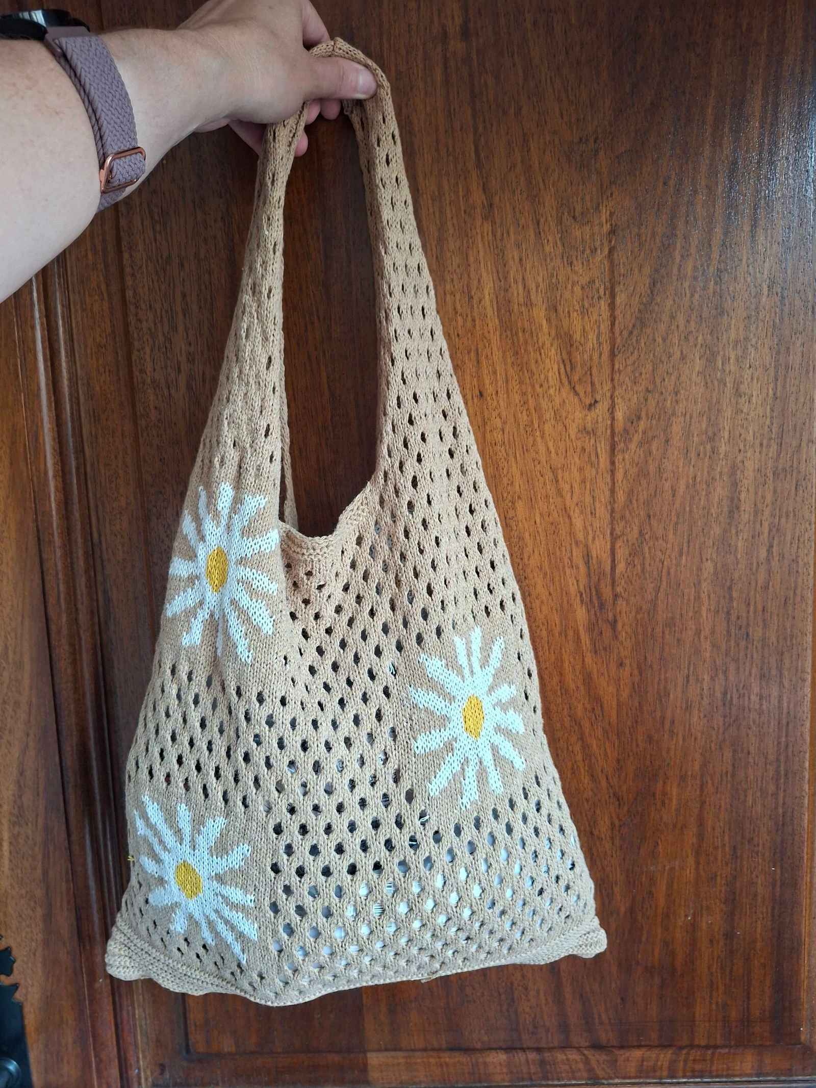 Sac filet en maille à fleurs marguerites